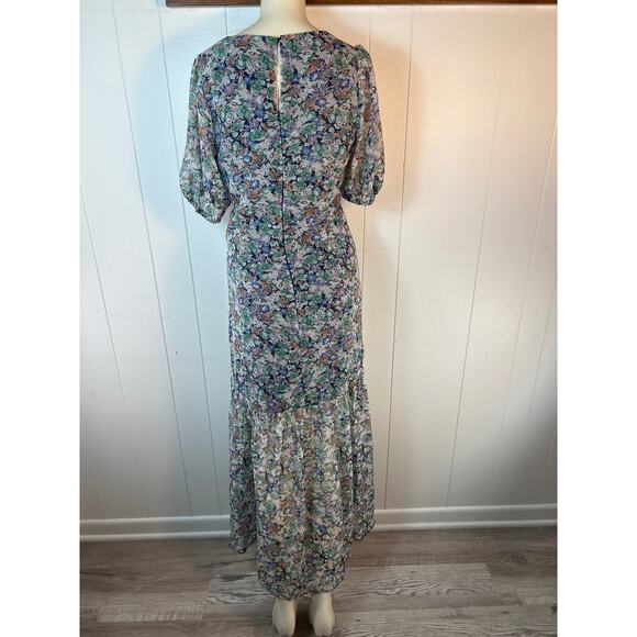 ASTR the Label Floral Puff Sleeve Ruched High-Low Dress in Size L - Picture 4 of 6